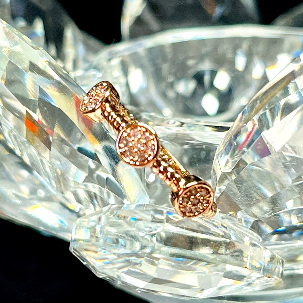 Cute dainty rose gold over sterling band -tiny stone accent